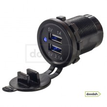 Авто / Мото USB зарядний пристрій Recessed PRO S, IP54, 2,1А. Гарантія 6 міс.